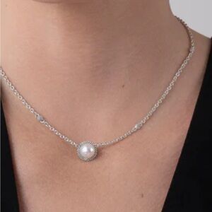 LAGOS Silver Necklace with Pearl Centerpiece